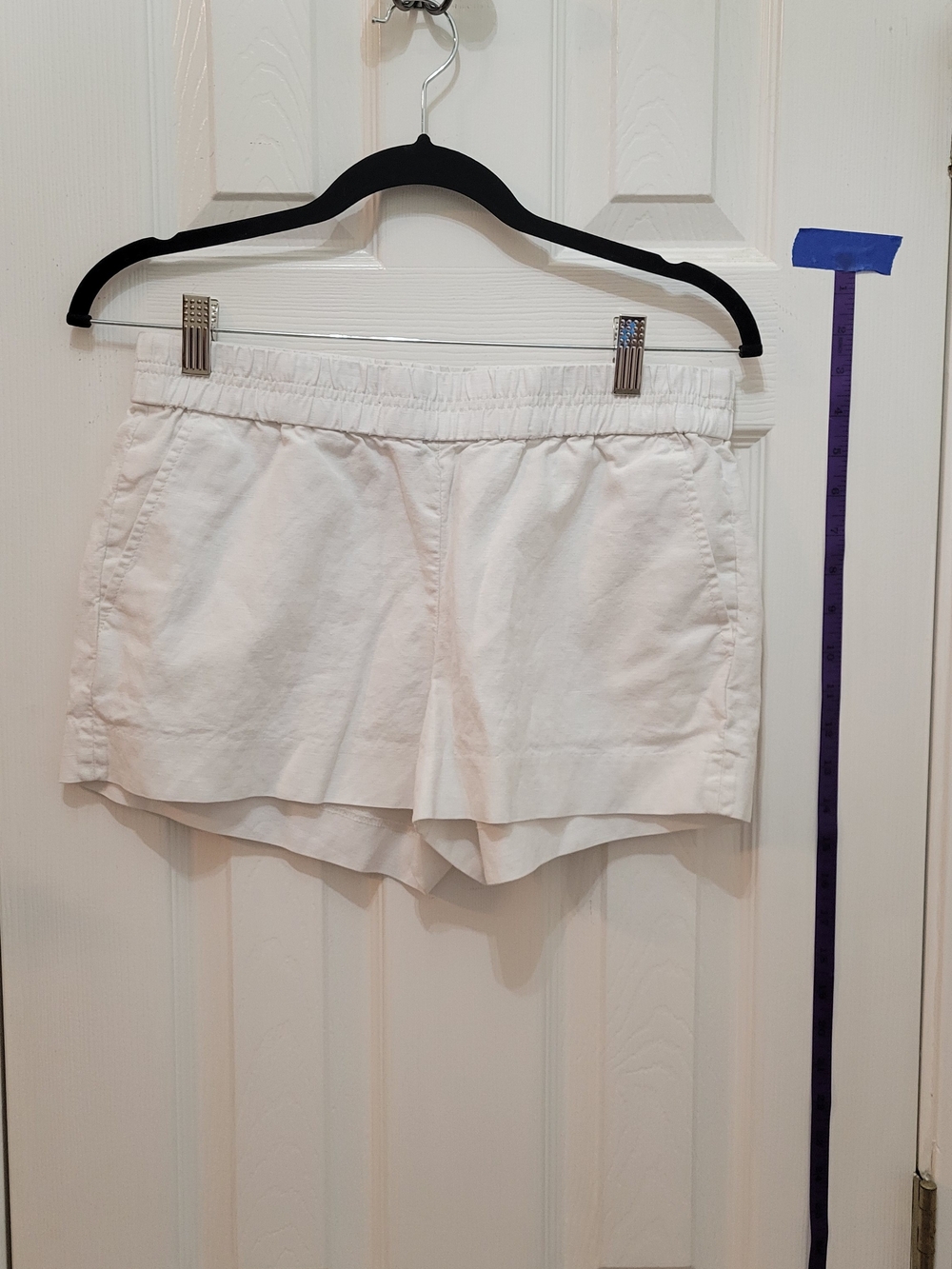 J. Crew Women's White Elastic-Waist Linen Shorts